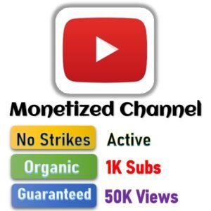 Youtube Organic Monetized Channel - 1,000 Subs + 50,000 Views