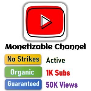 Youtube Monetizable Channel - 1,000 Subs + 50,000 Views