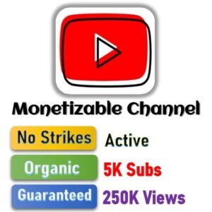 Youtube Monetizable Channel - 5,000 Subs + 250,000 Views